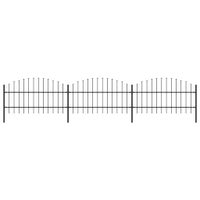 Panele ogrodzeniowe z grotami, stal, (0,75-1) x 5,1 m, czarne