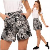 Damskie Szorty Gumka w Pasie Wiskoza Luźne Klasyczne Mix Wzorek MORAJ XXL