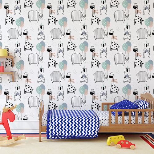 Tapeta Dla Dzieci - Słonik, Żyrafa, Miś na Arena.pl