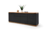 Chiara komoda długa czarny połysk lakier / drewno olejowane