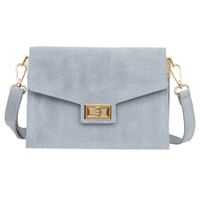 VERA PELLE torebka zamszowa listonoszka z klapą i paskiem V688 j.niebieska