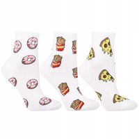 Skarpetki Damskie Skarpety Bawełniane PIZZA Długie Wzorki 3-PAK MORAJ 35-38