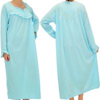 Elegancka bawełniana koszula nocna z rękawem czysta bawełna 56 58 Kolor: Błękitny