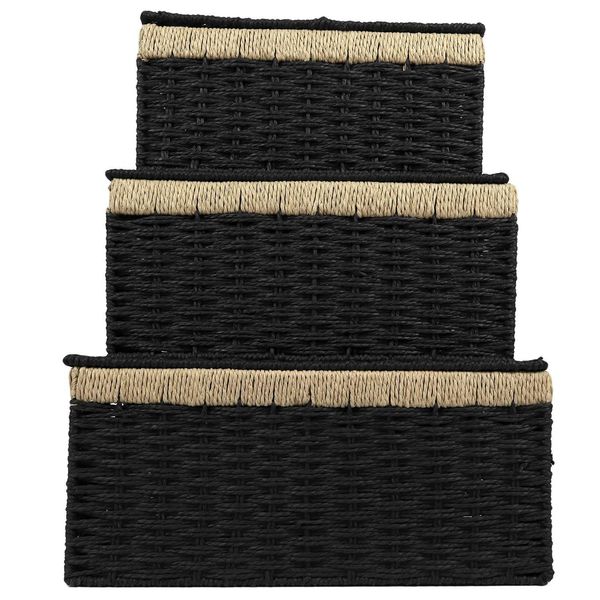 Zestaw 3 koszy Trunk czarne zdjęcie 1