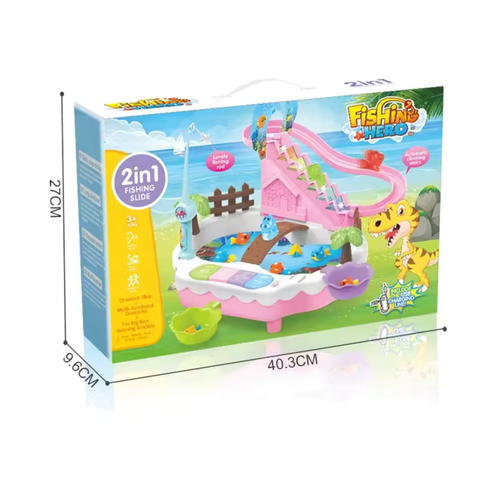 Interaktywny Zestaw Łowienie Rybek Dinozaury Basen Woda Wędki Zjeżdżalnia na Arena.pl