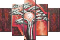 100CM 150CM OBRAZ 5 ELEM SZKARŁATNE DRZEWO ŚCIENNY