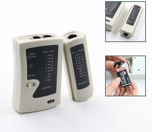 TESTER KABLI SIECIOWYCH WTYK RJ45 ZESTAW NARZĘDZI ŚCIĄGACZ ZACISKARKA LAN3 na Arena.pl