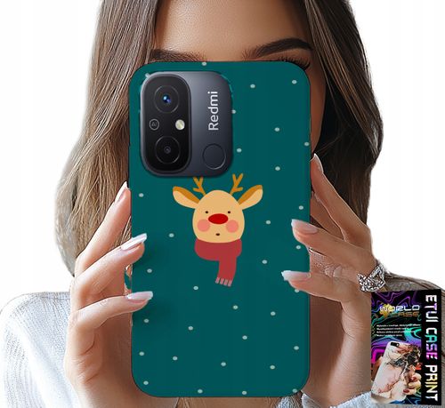 ETUI DO XIAOMI REDMI 12C - RENIFER NA ZIELONYM TLE ŚWIĄTECZNE WZORY na Arena.pl