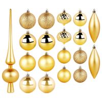 19x Bombki Choinkowe Świąteczne Nietłukące Złote Zestaw Bombek na Choinkę