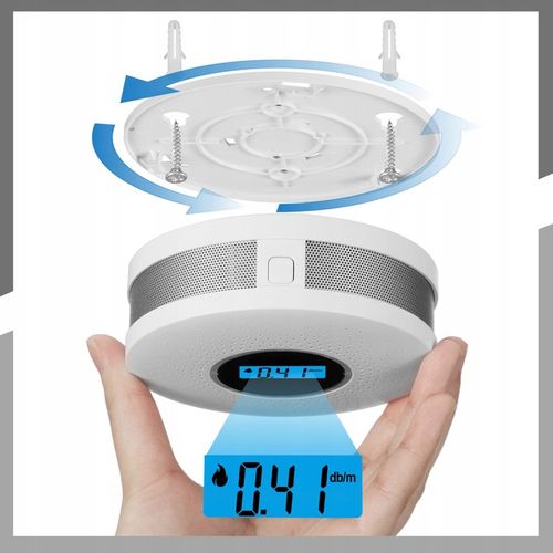 Czujnik czadu i dymu detektor tlenku węgla CO BEZPRZEWODOWY LCD GŁOŚNY na Arena.pl