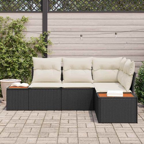 Zestaw Sof na Ogród 4 pcs Czarny i kremowy 209 x 154 x 85 cm na Arena.pl