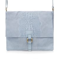 VERA PELLE torebka zamszowa listonoszka kroko V360 j.niebieska