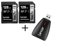 Lexar 2 karty SD 128GB Pro 1667X SDXC UHS-II U3 (V60) R250/W120