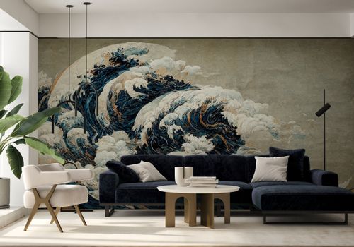 Fototapeta OCEAN Fale Japoński Styl Retro 180cm x 120cm na Arena.pl