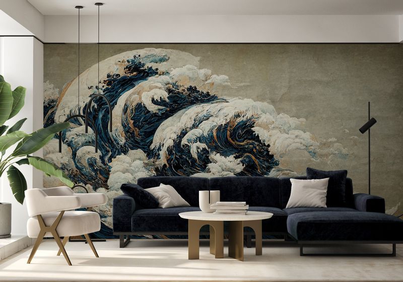 Fototapeta OCEAN Fale Japoński Styl Retro 180cm x 120cm zdjęcie 6