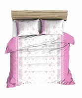 Pościel z kory 200x220 biała różowa polne kwiaty