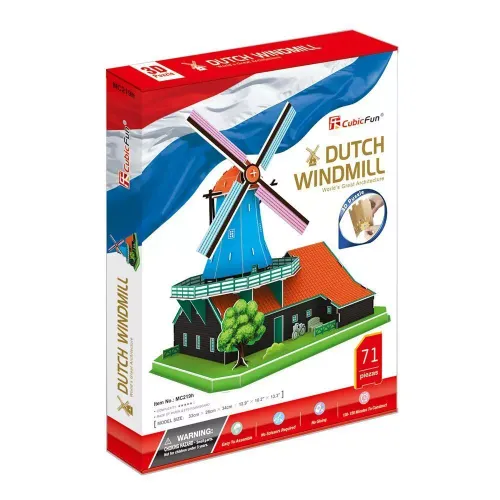 Puzzle 3D 71 elementów. Wiatrak Holenderski, zestaw XL na Arena.pl
