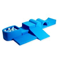 Największy piankowy plac zabaw z basenem micro niebieski + 100 piłek (jasny błękit, jasna mięta, perła, opalizujące)