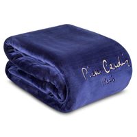 Koc PIERRE CARDIN 220 x 240 cm ciepły miękki okrycie na łóżko gruby granat