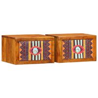 Szafka Nocna 2 pcs Brązowy 35 x 30 x 22 cm lite drewno akacjowe