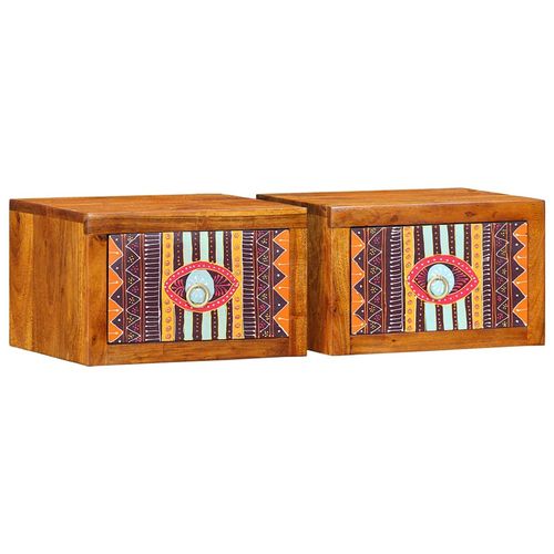 Szafka Nocna 2 pcs Brązowy 35 x 30 x 22 cm lite drewno akacjowe na Arena.pl