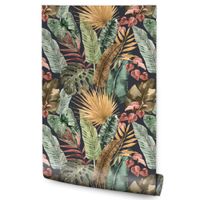 Tapeta Ścienna Kolorowe LIŚCIE Tropikalne Akwarele Natura Styl Boho