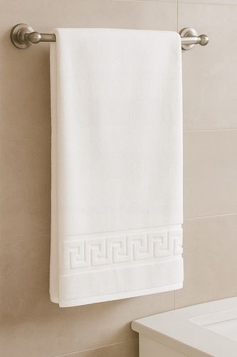 RĘCZNIK KĄPIELOWY BAWEŁNIANY FROTTE HOTELOWY WZÓR GRECKI BIAŁY 70x140 na Arena.pl