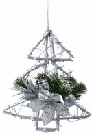 CHOINKA DREWNIANA SREBRNA STROIK OZDOBA 30 cm