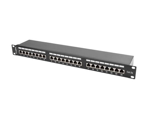 LANBERG Patch Panel 24 Port 1U Kat.5E czarny ekranowany na Arena.pl