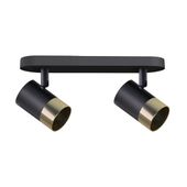 Tobi lampa sufitowa listwa czarny 2x15W GU10 klosz czarny+złoty