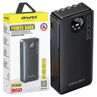 awei powerbank p134k 20000mahczarny/black wyświetlacz + kable