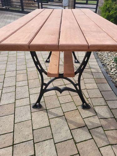 Ogrodowy stół drewniany olcha 150cm odlew żeliwny meble ogrodowe na Arena.pl