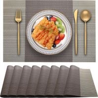 Stylowe podkładki na stół 8szt odporne na ciepło PVC Brązowy 30x45cm