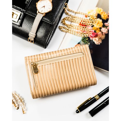 portfel damski ze skóry naturalnej i ekologicznej w beżowym kolorze na Arena.pl