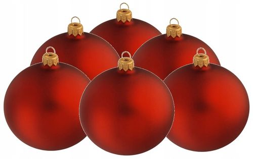 Bombki Choinkowe Czerwone Szklane CZERWONY MAT 10 cm ciemna czerwień 6 szt. na Arena.pl