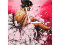 30X30CM ZEGAR ŚCIENNY OBRAZ BALETNICA RÓŻOWYM TLE OBRAZ MALOWANE