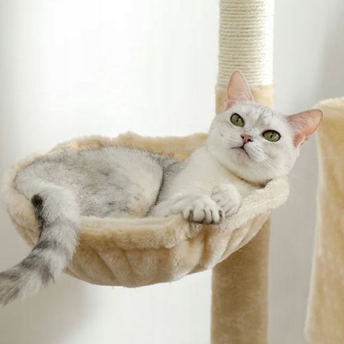 DRAPAK DLA KOTA WIEŻA LEGOWISKO DOMEK Z ZABAWKAMI BEŻOWY DUŻY XXL 120 cm na Arena.pl