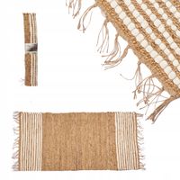 DYWAN JUTOWY Z FRĘDZLAMI SALON PRZEDPOKUJ 70X140 CM BEŻOWY NATURALNY BOHO