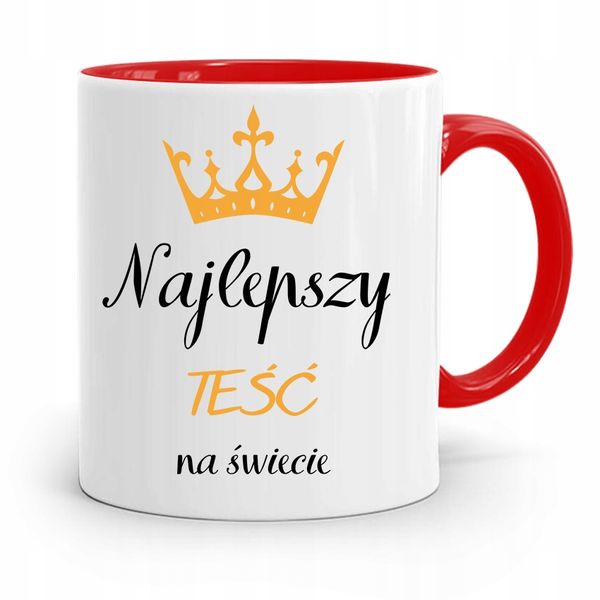 Kubek Czerwony Dla Teścia Najlepszy Teść Świata Z Nadrukiem Ze Zdjęciem zdjęcie 1