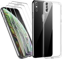 Etui iPhone X XS + 3x szkło hartowane 9H TPU przezroczyste zestaw
