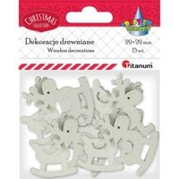 dekoracje drewniane 15 szt 29x29mm titanum renifer