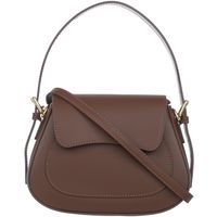VERA PELLE torebka damska skórzana kuferek z paskiem na ramię V503 brązowa