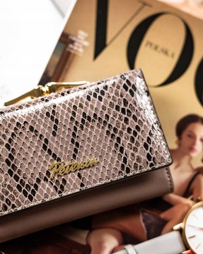 skórzany portfel damski z wężowym wzorem - peterson na Arena.pl