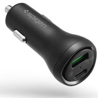 spigen steadiboost f31qc 2-port car charger pd27w/qc3.0 black