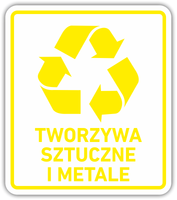 TWORZYWA SZTUCZNE - Naklejka na kosz segregacja śmieci odpadów 15 cm