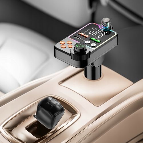 TRANSMITER BLUETOOTH SAMOCHODOWY BT 5.0 ŁADOWANIE QC 3x USB RGB AUDIO FM na Arena.pl