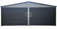 Garaż blaszany 6x6 - 2x Brama brudny biały Dach dwuspadowy GP593