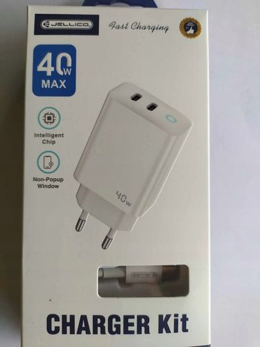 JELLICO ładowarka sieciowa EU19 GaN PD 40W 2xUSB-C Biały + Kabel 2x USB - C na Arena.pl