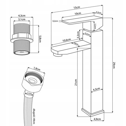 Bateria stojąca umywalkowa kran do umywalki zlewu czarna matowa wysoka na Arena.pl