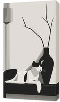 Obraz 50x90cm Kot w Odcieniach Szarości